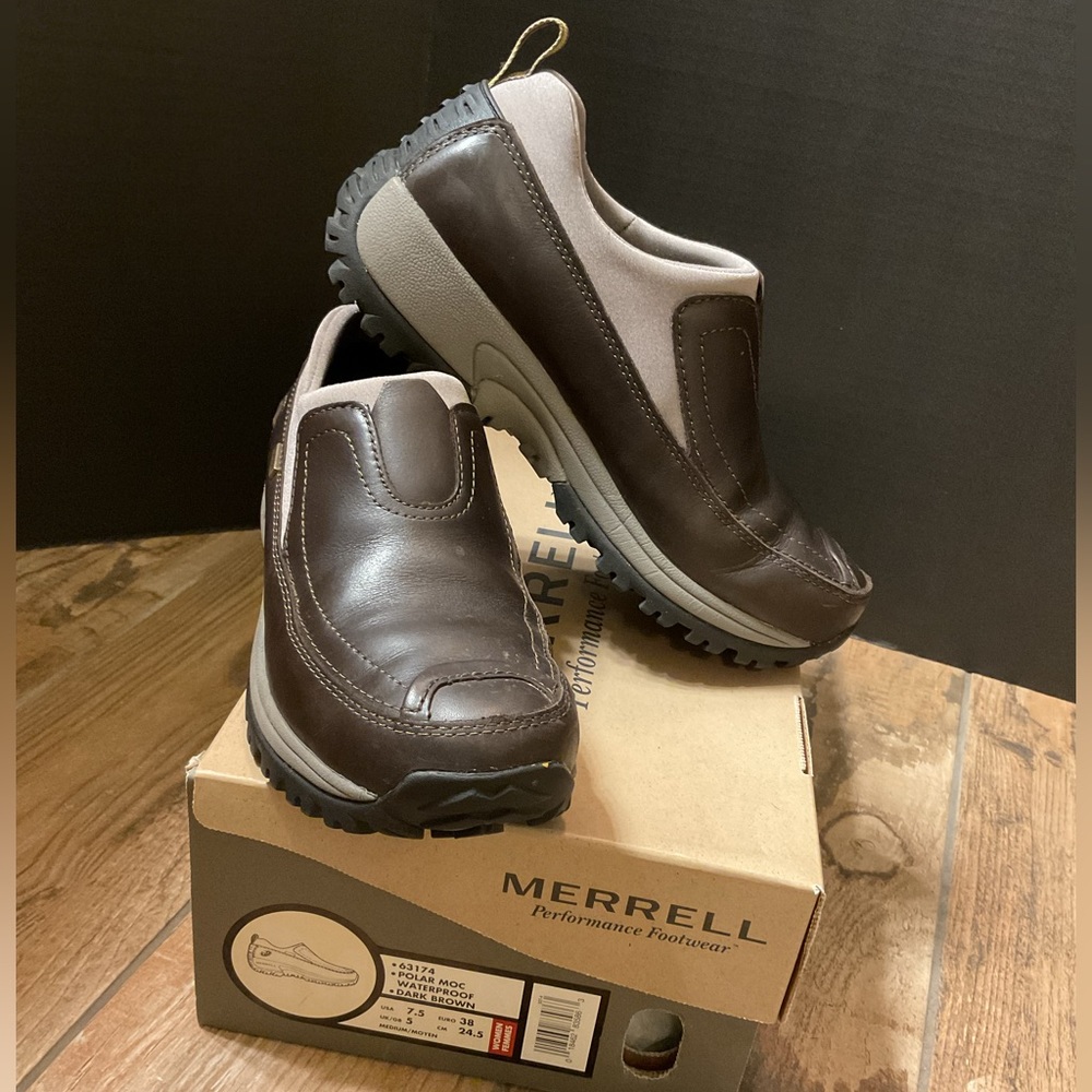 Preowned Women’s Merrill waterproof Polar Moc in dark brown sz 7 1/2